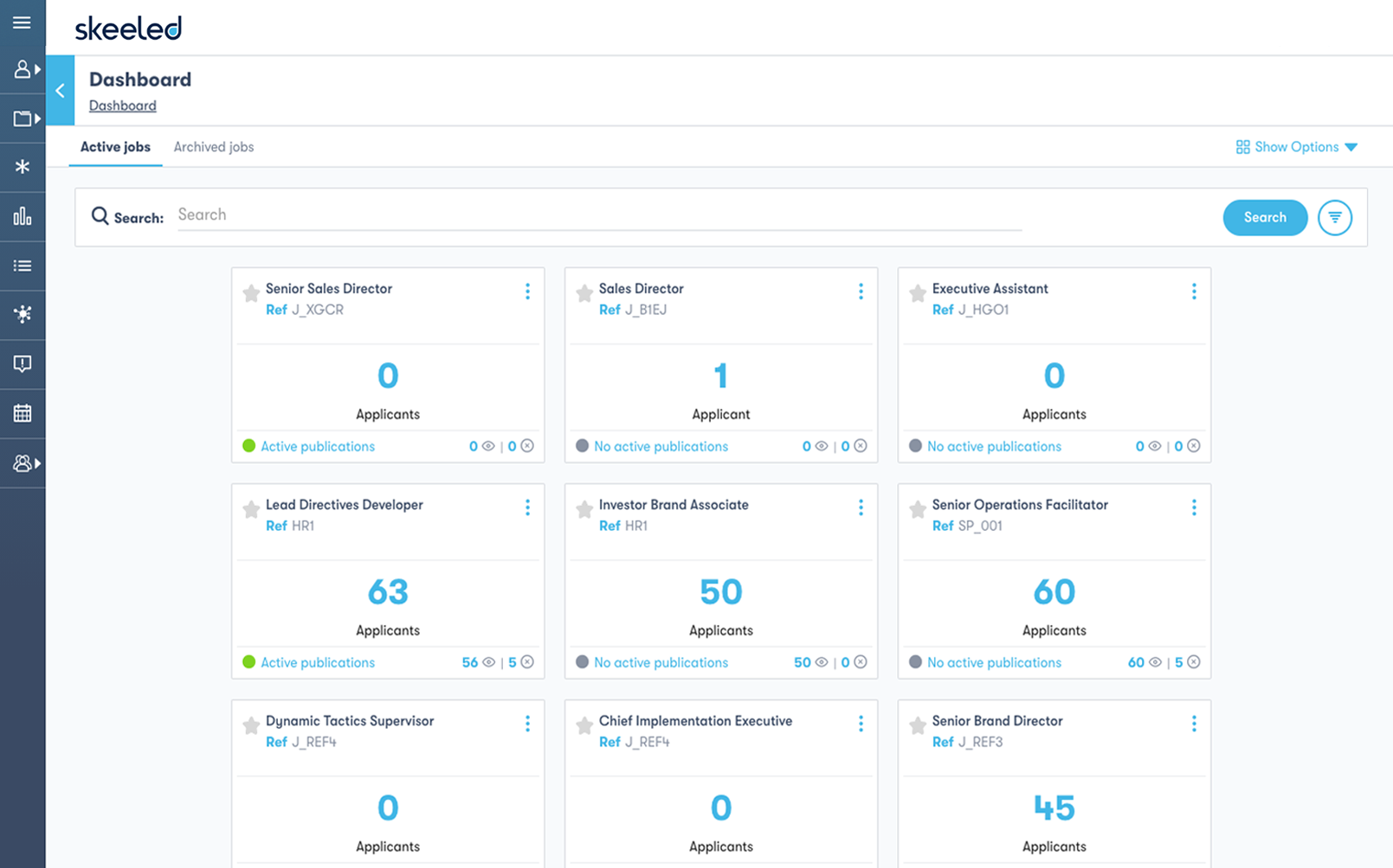 Recruiter dashboard homepage screenshot